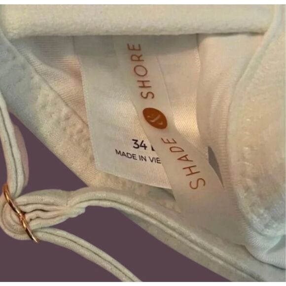 Shade & Shore Cream Ribbed Bikini Top Size 34D - Picture 5 of 6